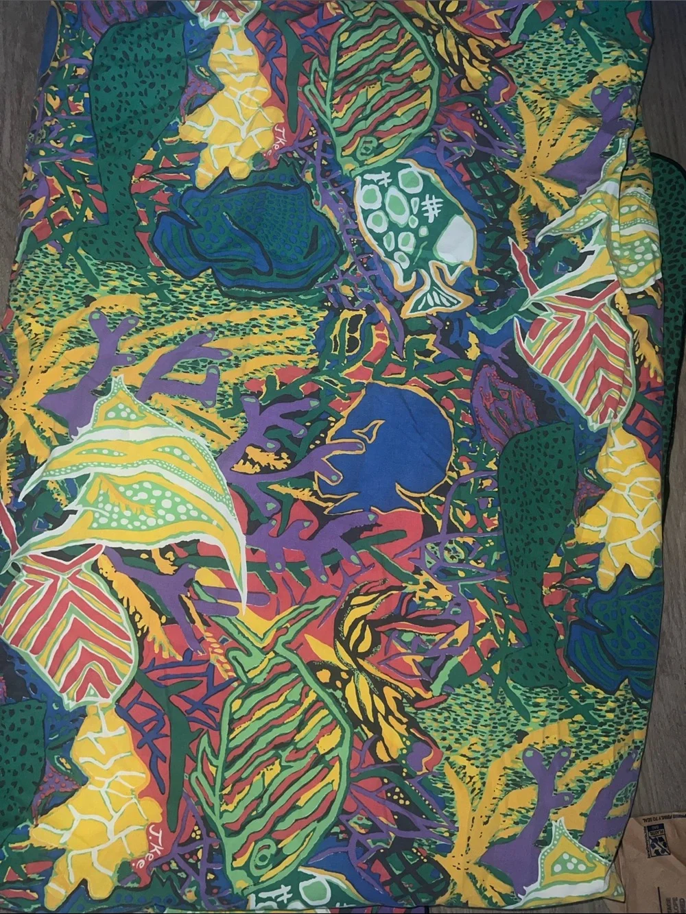 Jenny Kee Tropikee Australian 80s Coral Reef abstract fish duvet
